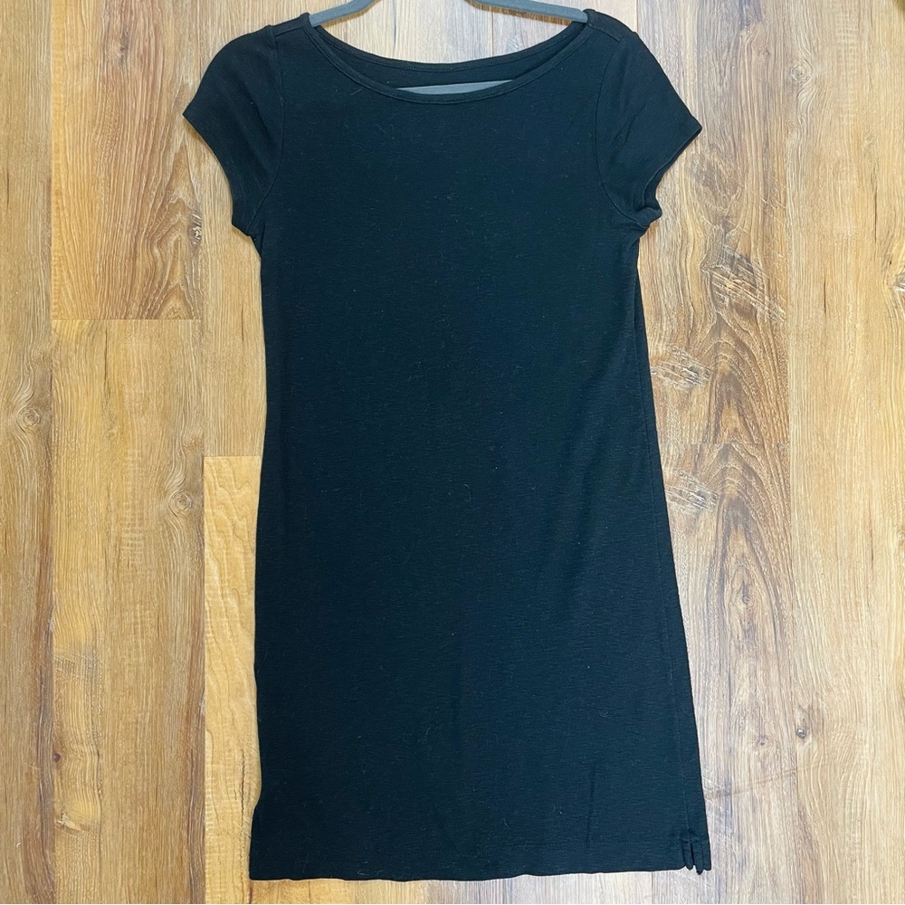 Ann Taylor Loft black marled cotton T-shirt dress size S